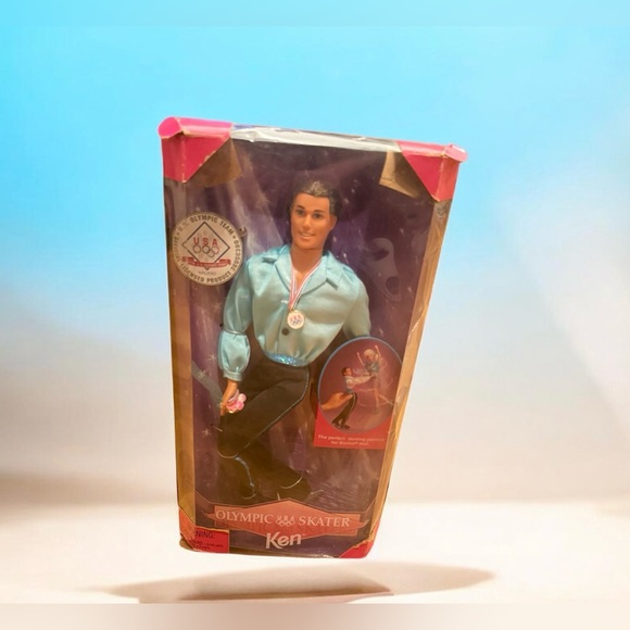 Vintage 1997 Mattel Barbie Ken Doll Olympic USA Figure Skater Ice Skating